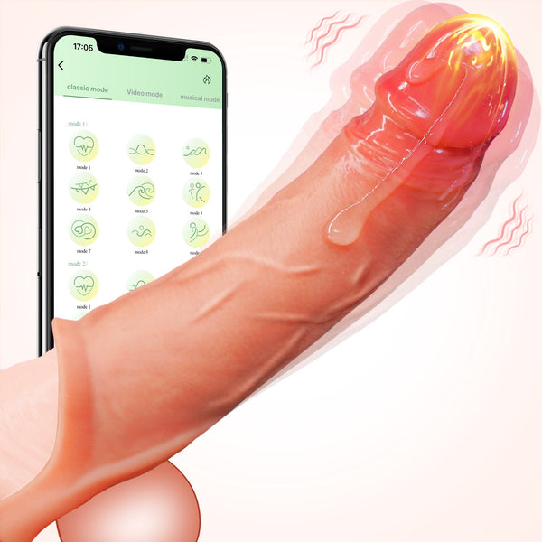 APP Vibrationsmodi Sex Spielzeug für Paare Frauen Extrem Realistisch Dildo Penis Sleeve für Vergrößerung und Zeit Verlängern
