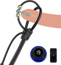 Laden Sie das Bild in den Galerie-Viewer, Elektro Shock Einstellbar Silikon Penisring Eichelring mit Kugel Elektrische Stimulation