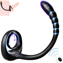 Laden Sie das Bild in den Galerie-Viewer, 3 in 1 Prostata Penisringe Analvibratoren mit 10 Vibrationsmodi