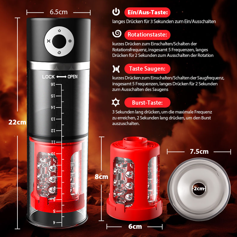 5 Rotierende + 5 Saugen 2-in-1 Masturbation Cup Penis Pumpe