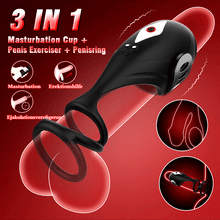 Laden Sie das Bild in den Galerie-Viewer, 3-in-1 Glans Trainer Masturbation Cup mit Penisring