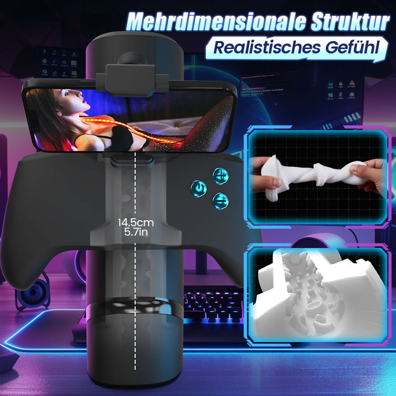 Turbo - Seekheart 10-Modus Explosiver Stoß-Stroker – Immersives Gamepad-Design mit Handyhalter