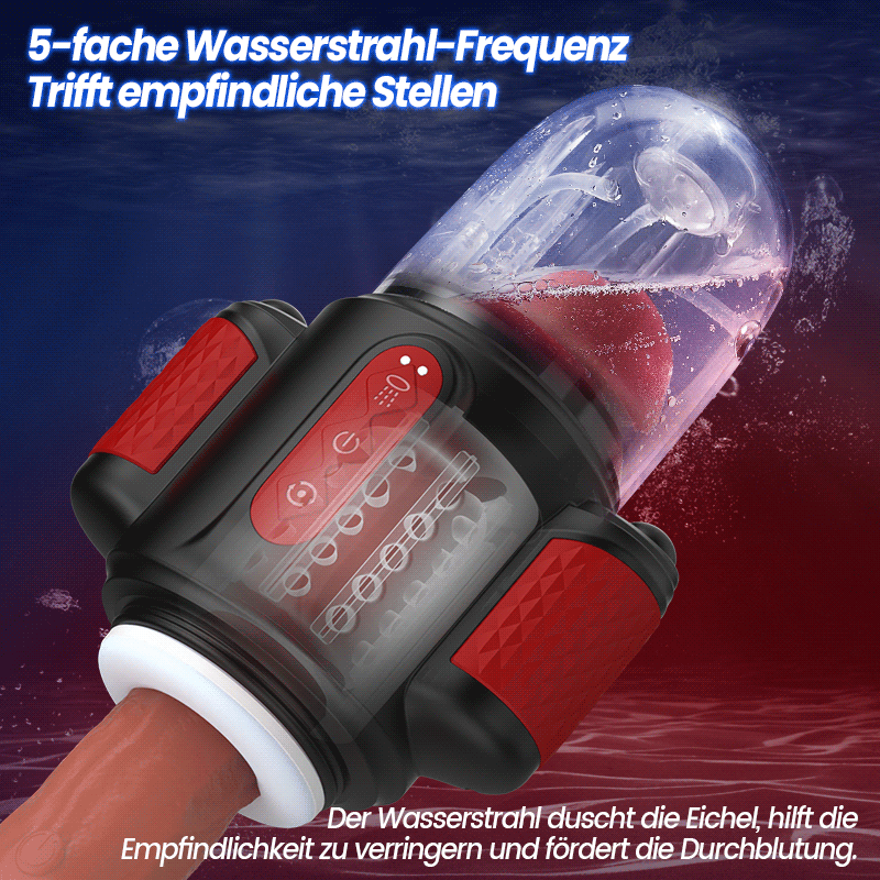 Sturmwirbel - 5-frequenz Wasserspray + 10-frequenz Vibration + 5-frequenz Rotation, Doppelte Eichelstimulation, Zweifach