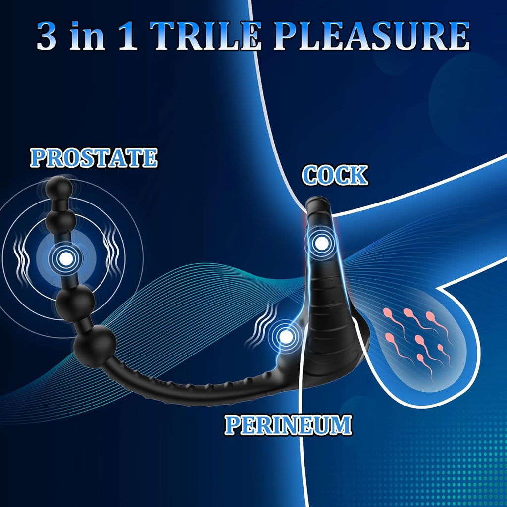 3-in-1 Lustmeister Penisring Analperlen Butt Plug mit 10 Vibration