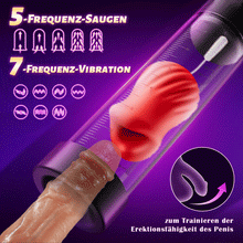 Laden Sie das Bild in den Galerie-Viewer, 5 Saugen 7 Vibrationsgurte mit 2 Peniskondome Penispumpe