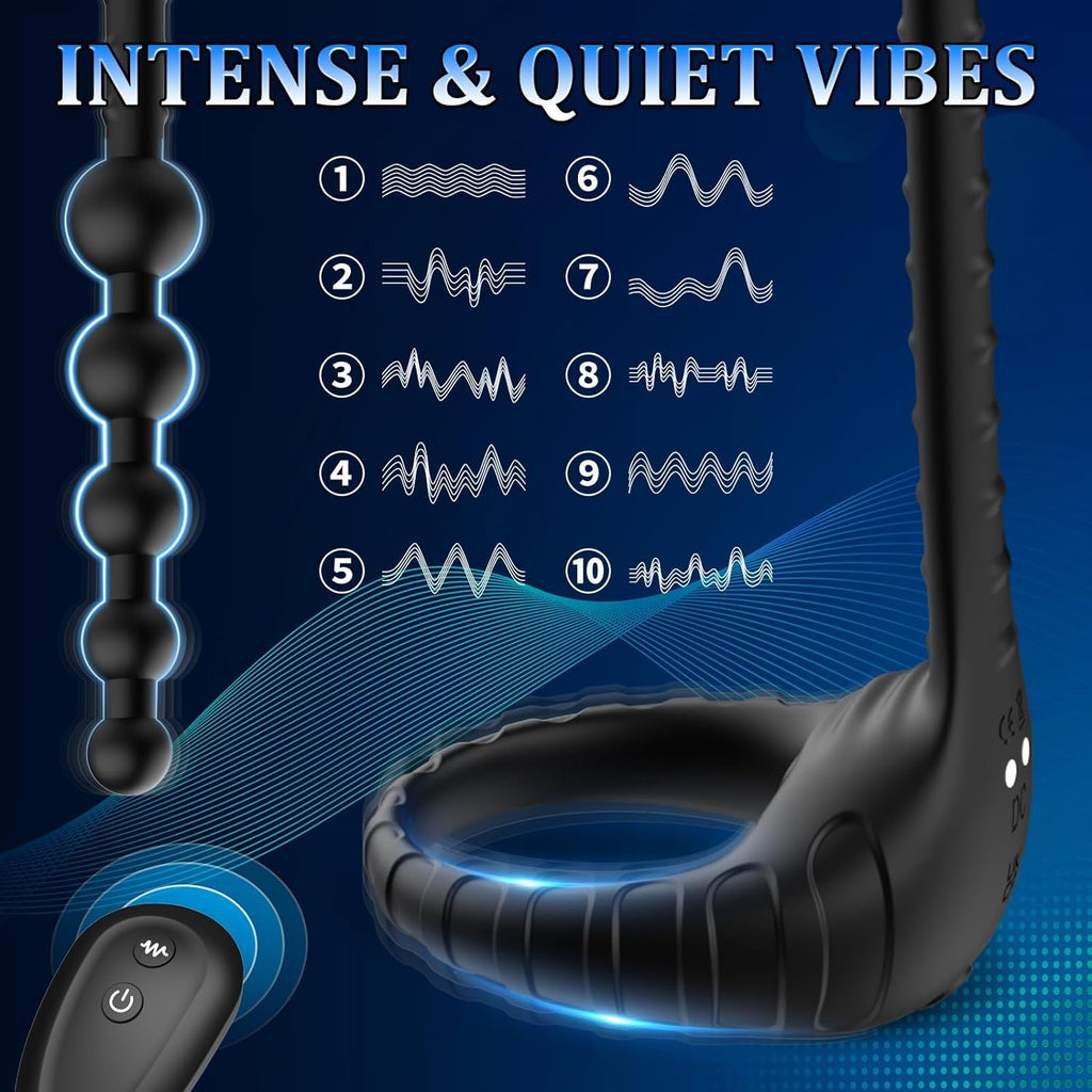 3-in-1 Lustmeister Penisring Analperlen Butt Plug mit 10 Vibration