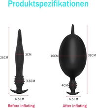 Laden Sie das Bild in den Galerie-Viewer, 26cm Superlang Aufblasbar Analplug mit Pumpe,Verstellbar Riesen Dildo Butt Plug,Analkugeln Anal Spreizer SM Sexspielzeug Extreme Paare Frauen Männer