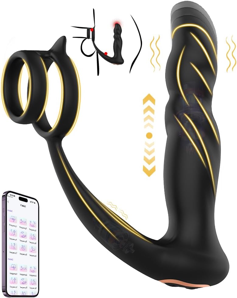 Analvibratoren Prostata Stimulation Männer 10 StoBfunktionmodi Analspielzeuge für Vaginaler Anal,APP Fernbedienung Penisring Schub Dildo Buttplug Sex Spielzeug für Männer Paare