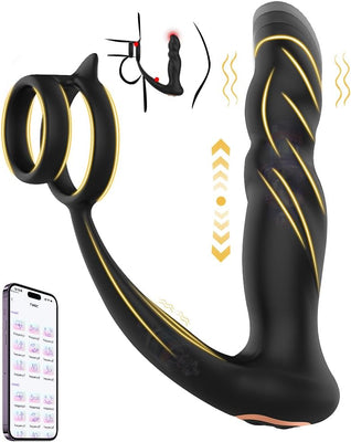 Analvibratoren Prostata Stimulation Männer 10 StoBfunktionmodi Analspielzeuge für Vaginaler Anal,APP Fernbedienung Penisring Schub Dildo Buttplug Sex Spielzeug für Männer Paare