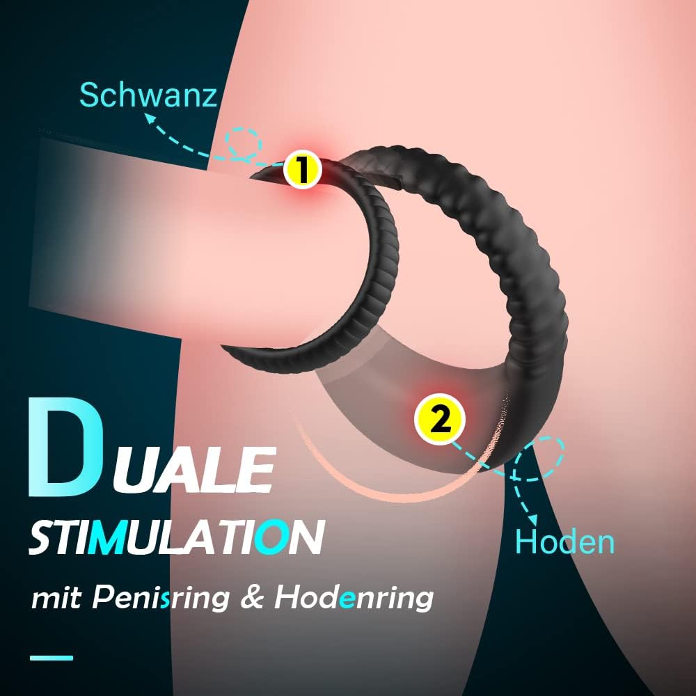 Dual Penisring Vibratoren mit starken Stimulation Dehnbar Cockring aus Silikon Penis Ringe für langes Spiel, Penis stimulator für Sex Männer und Paare