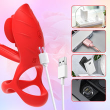 Laden Sie das Bild in den Galerie-Viewer, Vibrierender Penisring mit Klitoris Stimulator Penisring Vibrator mit 10 Vibrationsmodi Cockring zur Erektion Verbessern Verzögerte Ejakulation Männer Sexspielzeug für Paare Extrem Sex