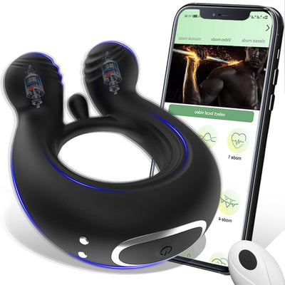 Vibrator mit APP-Steuerung Silikon Cockring für Penis/Hoden Stimulation, 3 IN 1 MULTIFUNKTIONALES DESIGN, 9 Vibrationsmodi, Wasserdichter Hodenringe Paarvibrator Sexspielzeug für Männer
