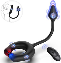 Laden Sie das Bild in den Galerie-Viewer, Vibrating Cock Ring with Anal Plug, lvhua Penis Ring Vibrator Magnet Adsorption Design, 10 Vibration Modes Adult Sex Toys for Men Couples, Prostate Massager G spot Nipple Vibrator Remote Control