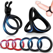 Laden Sie das Bild in den Galerie-Viewer, Dreieckiger Penisringe，Pleasure Ring Set 5 Cockringe Silikon Cockringe Hodenringe für Eine Härtere und Längere Erektion Erotisches Sexspielzeug für Paare Passend für Jede Größe Penis Ring Schwarz