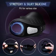 Laden Sie das Bild in den Galerie-Viewer, 2 in 1 Vibrierender Penisring mit 9 Vibrationsmodi und Fernbedienung Cockring Vibrator Sexspielzeug für Männer SM Herren Penisringe Vibratoren Massagegerät Langwährende Erektion Hodenvibrator
