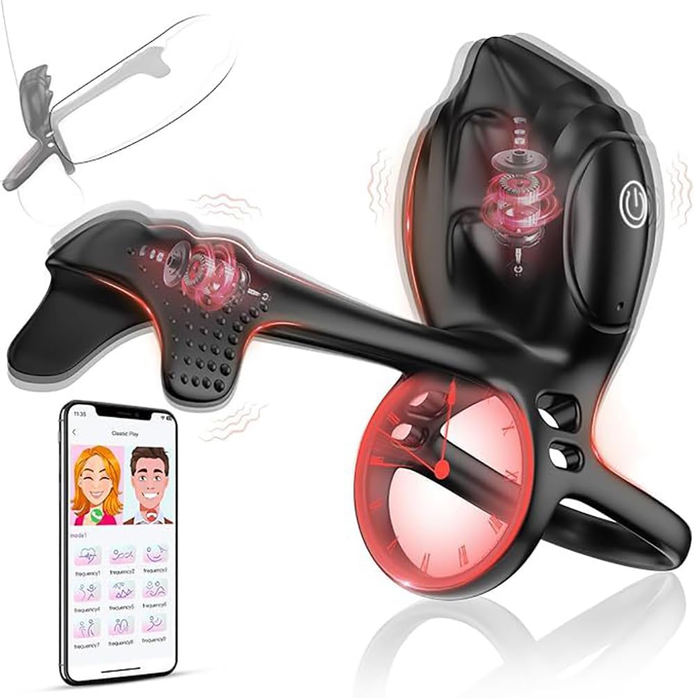 Prostata Vibrator APP Steuerung Silikon Penisring Vibratoren Cockring Erotisches Sexspielzeug, Mit 10 Vibrationsmodi Cockring Penistrainer Massagegerät Hodenring-Vibrator für Männer Solo