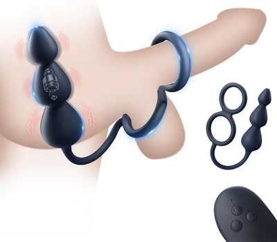 Analvibrator mit Penisring Hodenring,Analplug Analkugeln mit 10 Vibrationsmodus Fernbedienung,Vibrator Vibration Vibratorensets Analspielzeuge erotisches Sex Spielzeug für die Männer