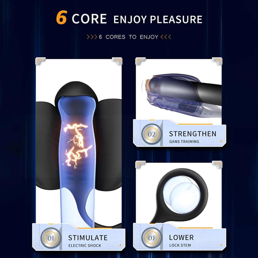 Elektrische Penis Trainer mit 5 Elektroschock-Modi und 10 Vibrationen Silikon Vibrator Masturbator Penis Stimulator Masturbieren Eichelstimulator Penistrainer Sex Spielzeug für Männer Paare