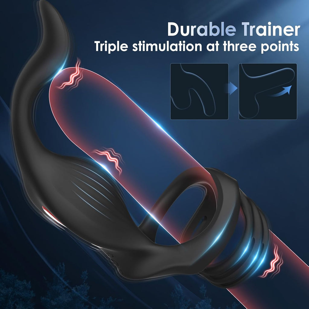 Vibrating Cock Ring Anal Plug - Sex Toys for Men Adult Toy Penis Ring with 11 Vibrators Modes, Vibrating Butt Plug Prostate Massager Male Sex Toy, Remote Control Vibrator Prostate Toy Lesbian Sex Toys