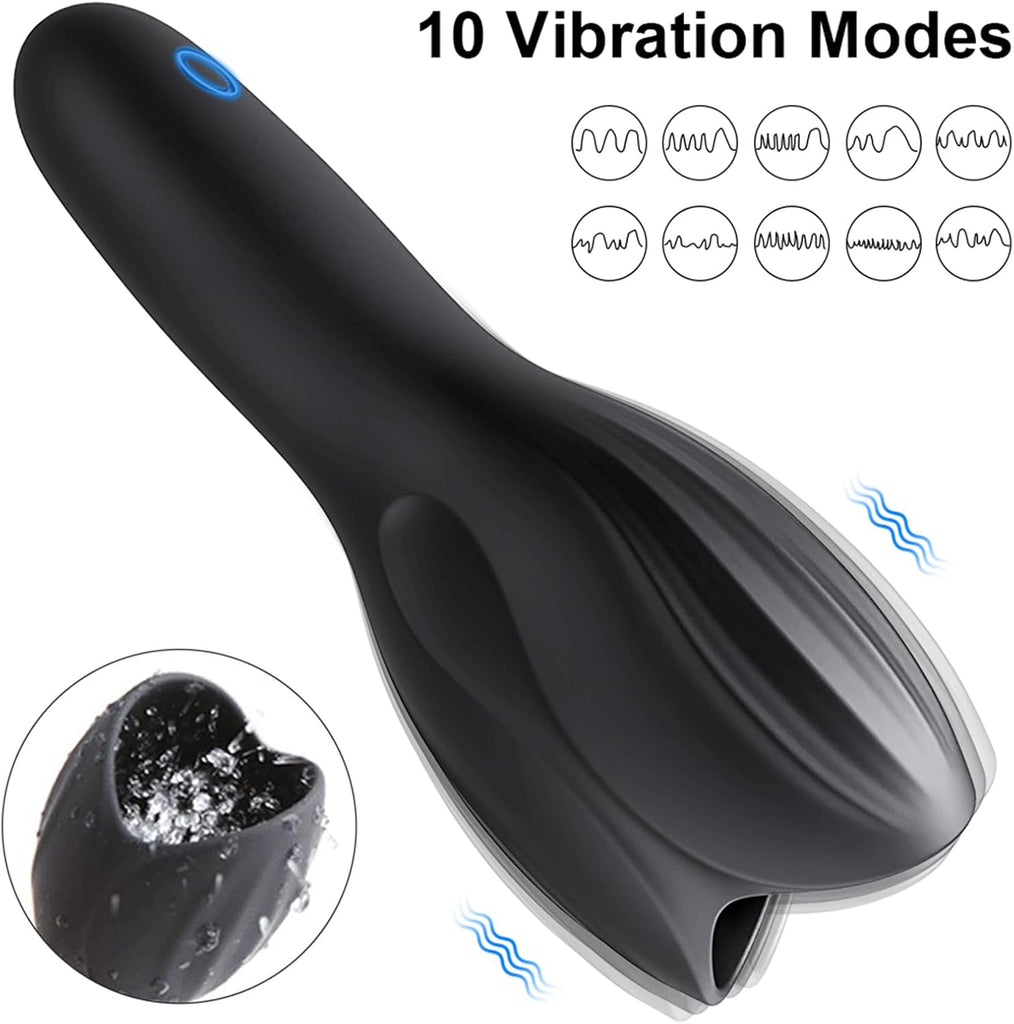 Elektrisches Masturbations-Sexspielzeug für Männer mit 10 Vibrationsmodi + eingebauten erhöhten Pellets, tragbares Sexspielzeug für Männertrainer, Penismasturbator für Männer