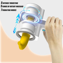 Laden Sie das Bild in den Galerie-Viewer, Elektrischer Masturbator Cup Handfrei mit 7 Vibrationsmodi und 5 Teleskop Rotationsmodi Waterproof Hands-Free Portable Masturbators Stroker Training Automatischer Elektrischer Masturbator