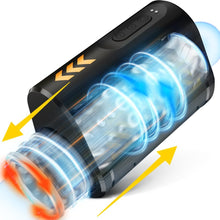 Laden Sie das Bild in den Galerie-Viewer, 2 in 1 Elektrischer Masturbator mit 7 Stoßen und Rotieren offenes Masturbieren für Männer wasserdicht Masturbatoren Taschenmuschi, Eichel Penis Trainer Sex Spielzeug für die Männer solo Blowjob