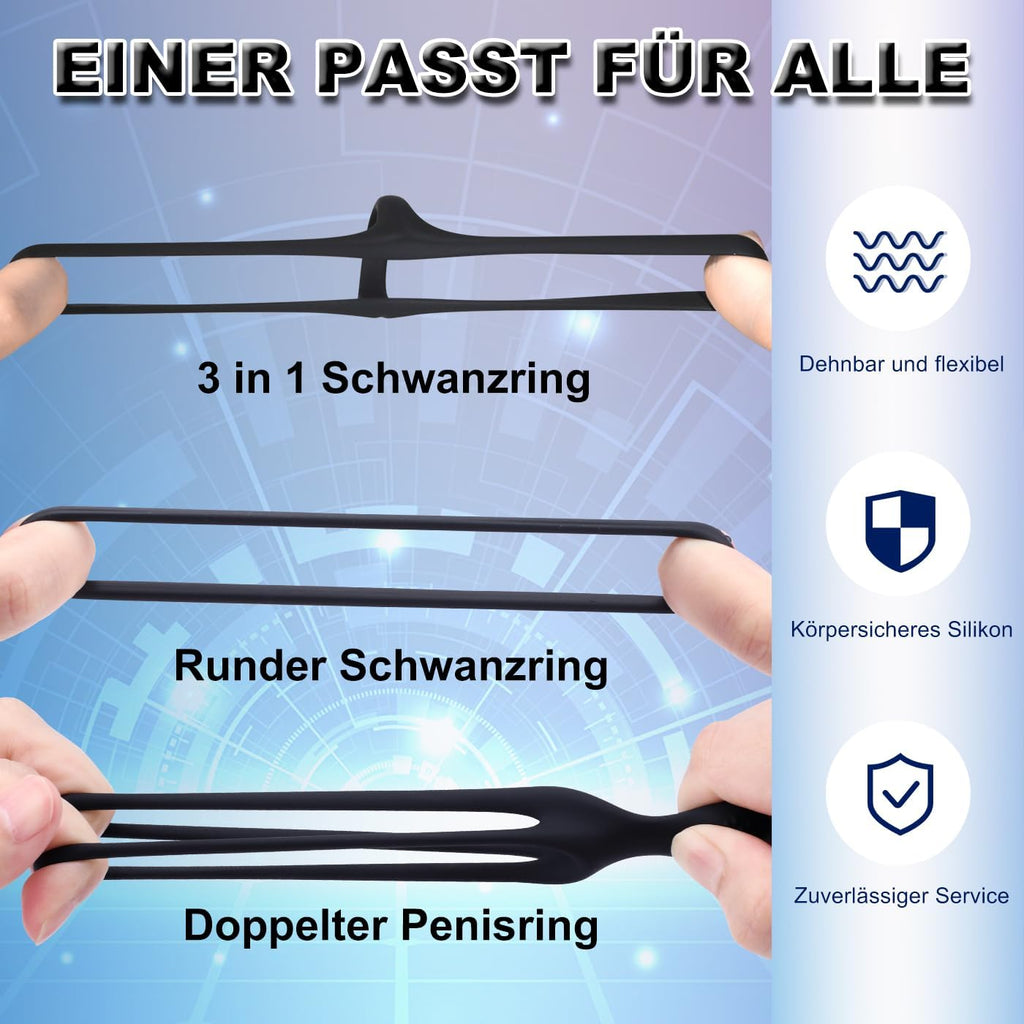 Dreieckiger Penisringe，Pleasure Ring Set 5 Cockringe Silikon Cockringe Hodenringe für Eine Härtere und Längere Erektion Erotisches Sexspielzeug für Paare Passend für Jede Größe Penis Ring Schwarz