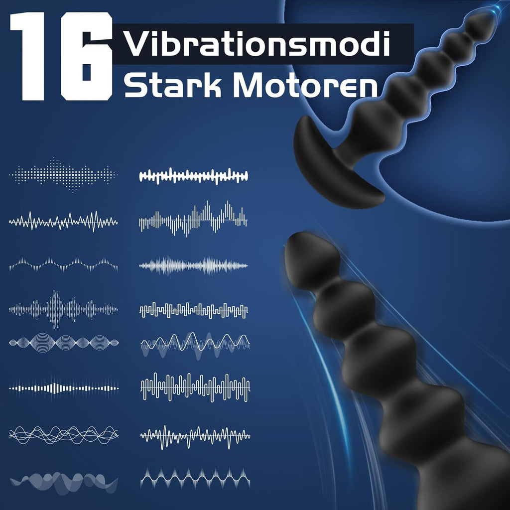Wakelust Analplug Anfänger Analvibratoren 16 Vibrationsmodus Mit Fernbedienung und 5 Anders Größen Analkugeln, Sexspielzeug Für Paare Frauen Männer Buttplug G-Punkt Prostata Stimulator Massagegerät
