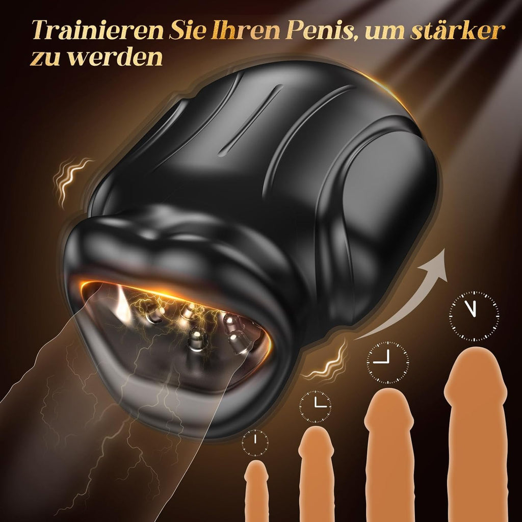 4-in-1 Mouth-shaped Masturbating for Men, Soft Masturbator Oral Sex Glans Stimulator, Electric Sex Toy for Men, Solo Quiet Pocket Pussy Vibrator with 10 Vibrations & App
