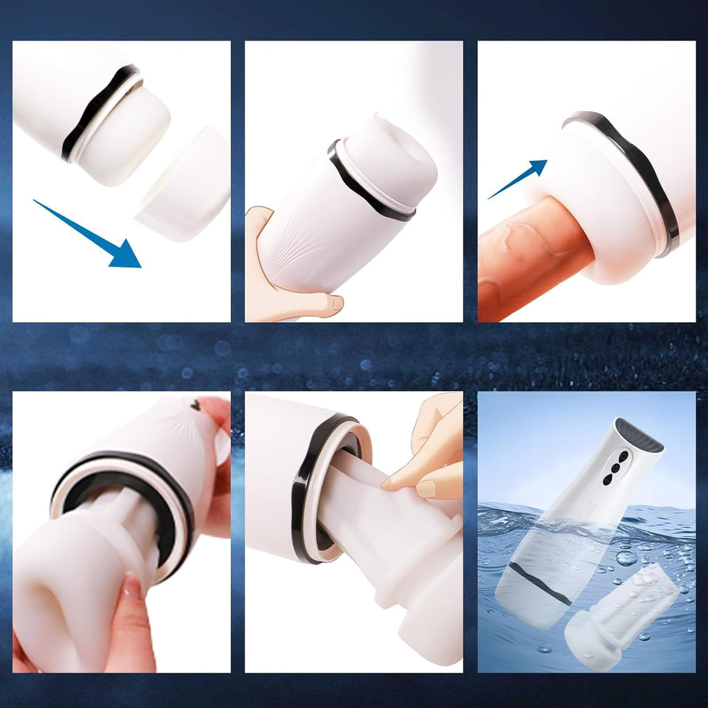 Elektrischer Masturbator Cup mit 10 Vibration & 10 Saugmodi, Sex Spielzeug für die Männer solo, Taschenmuschi Masturbieren für Männer Penis Masturbatoren, Sex Toys mit 3D Vagina Pussy