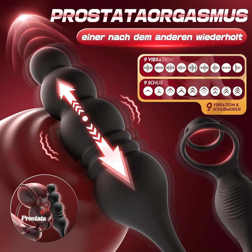 Anal Vibrator Prostata Stimulation Männer Analplug Sexspielzeug für die Männer Vibratorenset Anal plug Dildo mit Penisring Analvibratoren für Mann Buttplug mit 9 Vibration 9 Stoßmodi Sex Toys