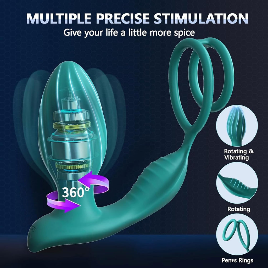 360° Rotierendes Analvibrator-Prostata-Massagegerät mit APP Fernbedienung,Anal Plug Vibratoren 9 Vibrations & 9 Rotationsmodi,Silikon Penisringe Analvibratoren Sexspielzeug für Männer Paare.