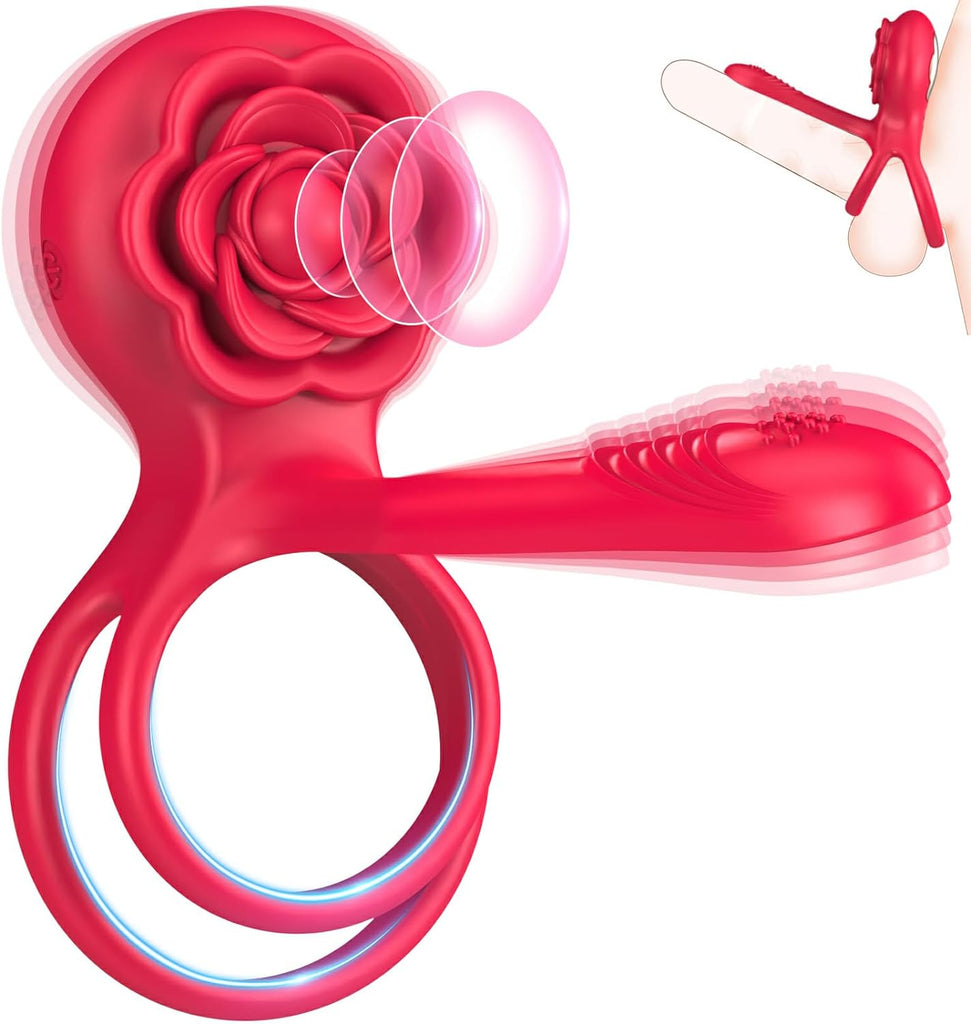 Vibrierender Penisring Sex Spielzeug für die Männer- 3 In 1 Cockring Sex Spielzeug für die Paare 10 Vibrationsmodi Penis Vibrator