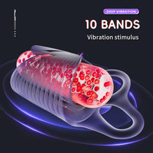 Laden Sie das Bild in den Galerie-Viewer, Elektrischer Masturbator Penistrainer Vibrator 10 Vibrationen Einstellbare Größe Automatische Masturbator Cup Penisring Masturbatoren Mann Männer Eichel Stimulator Silikon Sexspielzeug Männer