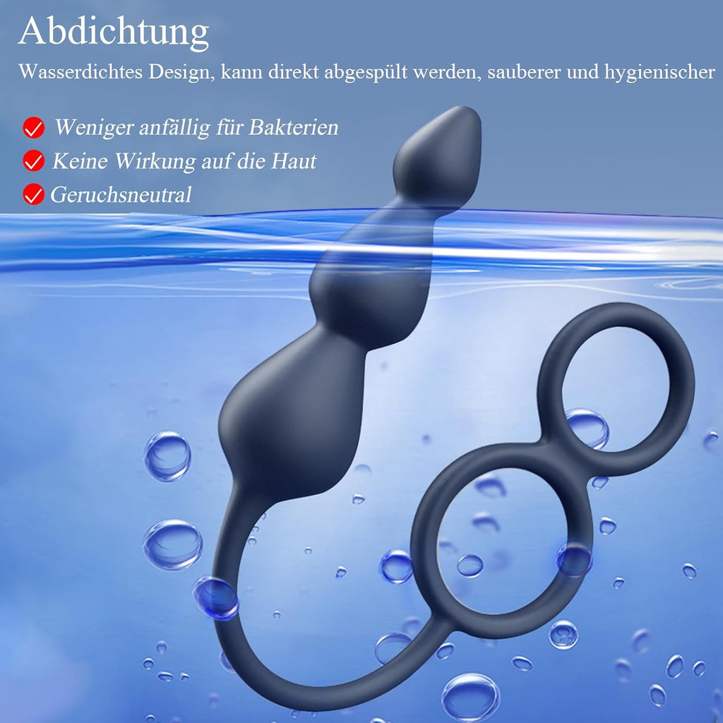 Analvibrator mit Penisring Hodenring,Analplug Analkugeln mit 10 Vibrationsmodus Fernbedienung,Vibrator Vibration Vibratorensets Analspielzeuge erotisches Sex Spielzeug für die Männer