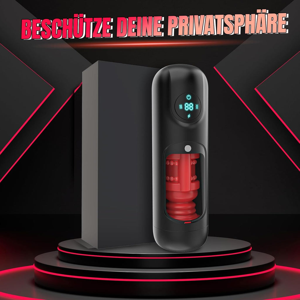 Elektrischer Masturbator Cup Masturbieren für Männer, Sex Spielzeug für die Männer mit 8 Teleskopfunktion und 8 Vibrationsmodi, Sex toys 3D Vagina Taschenmuschi, LCD Display, Masturbatoren Solo