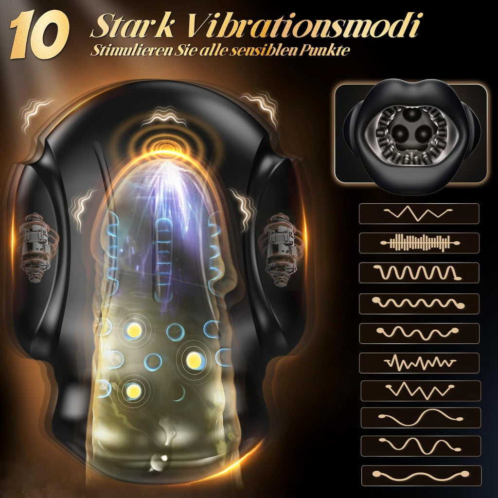 4-in-1 Mouth-shaped Masturbating for Men, Soft Masturbator Oral Sex Glans Stimulator, Electric Sex Toy for Men, Solo Quiet Pocket Pussy Vibrator with 10 Vibrations & App