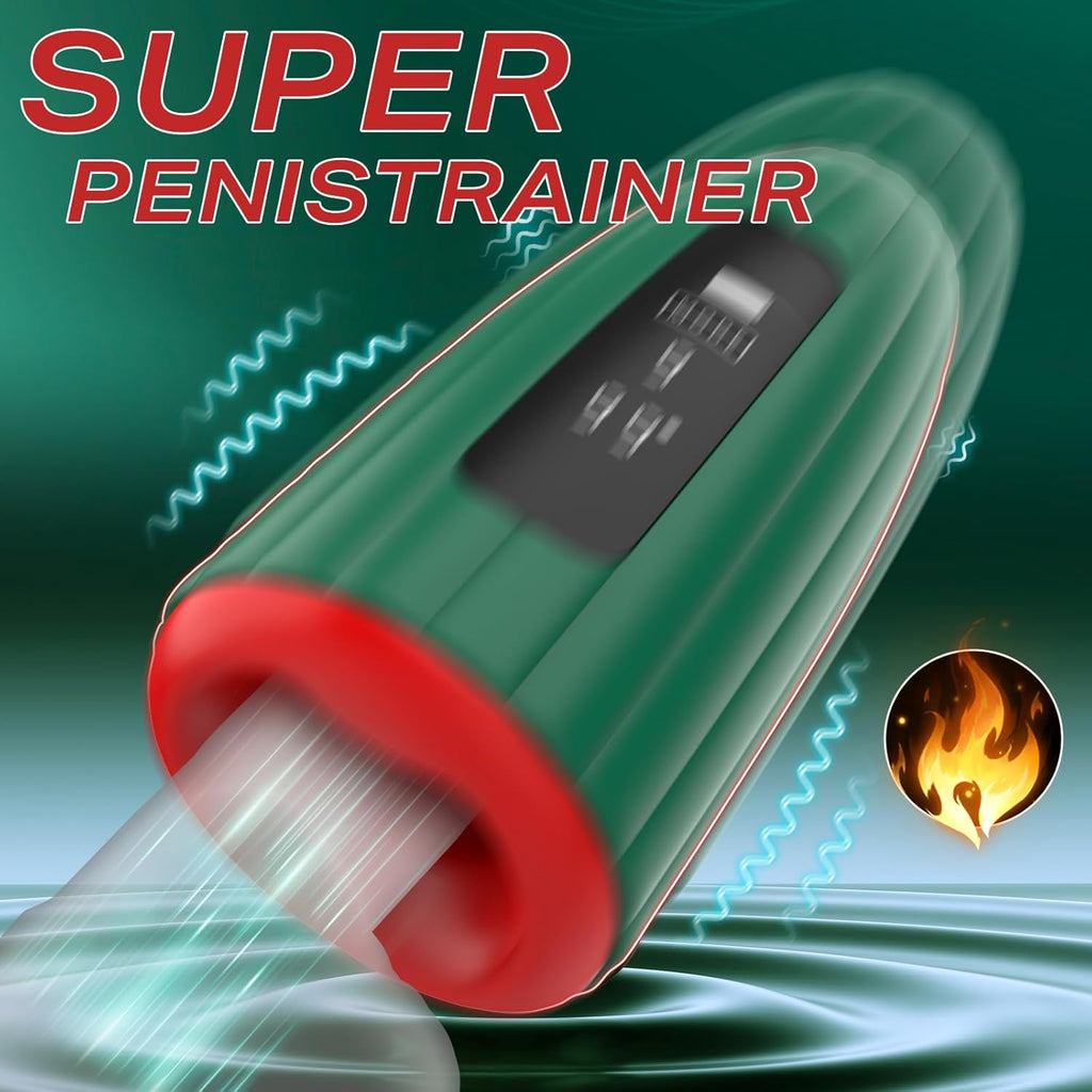 360° umwickeltes Elektrischer Masturbator Groß Penistrainer Vibrator Sex Spielzeug für Männer, HeizfunktionPenisvibrator 9 Vibrations für Training längere Ausdauer, Eichel Stimulator Sexspielzeug solo