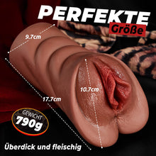 Laden Sie das Bild in den Galerie-Viewer, Realistischer Masturbator Taschenmuschi Silikon Masturbieren Sex Spielzeug mit 5D Klitoris Doppelkanal Masturbator Groß für Mann 2 in 1 Anal Erotik Sexspielzeug für die Männer solo