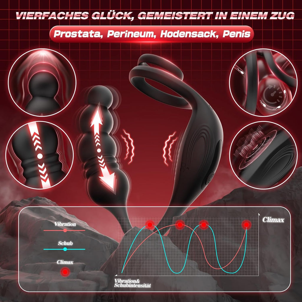 Anal Vibrator Prostata Stimulation Männer Analplug Sexspielzeug für die Männer Vibratorenset Anal plug Dildo mit Penisring Analvibratoren für Mann Buttplug mit 9 Vibration 9 Stoßmodi Sex Toys