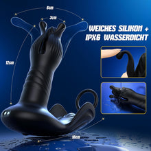 Laden Sie das Bild in den Galerie-Viewer, Soulour Analvibratoren für Mann Prostata Stimulation Männer, 4 IN 1 Expansions- und Schubmodi Analplug mit Penisring &amp; Hodenvibration, Sex Spielzeug für die Männer Anal Plug Vibrator mit 9x9 Modi Reif