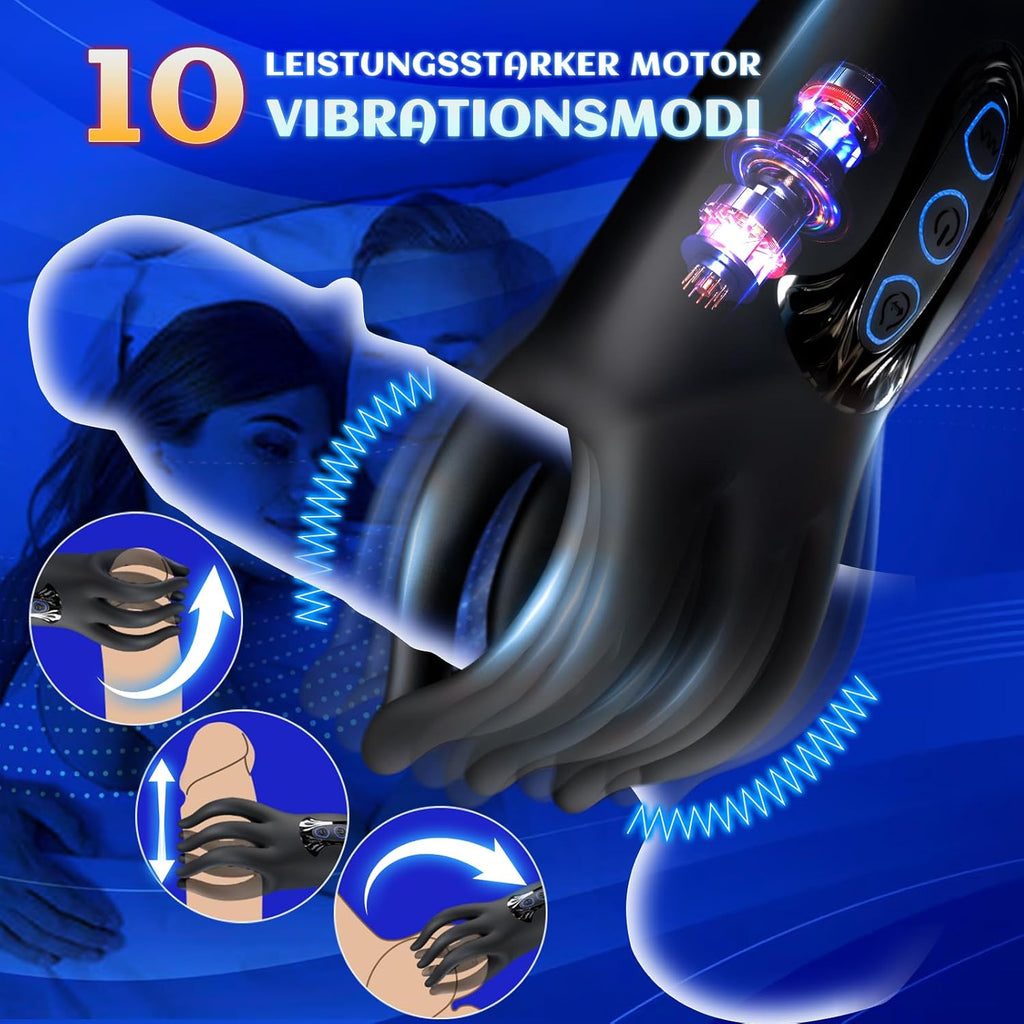 10 Vibrations-Knetmodi Sex Spielzeug für die Männer, Penis Trainer Masturbator Vibratorensets für Männer Eichelvibrator Taschenmuschi