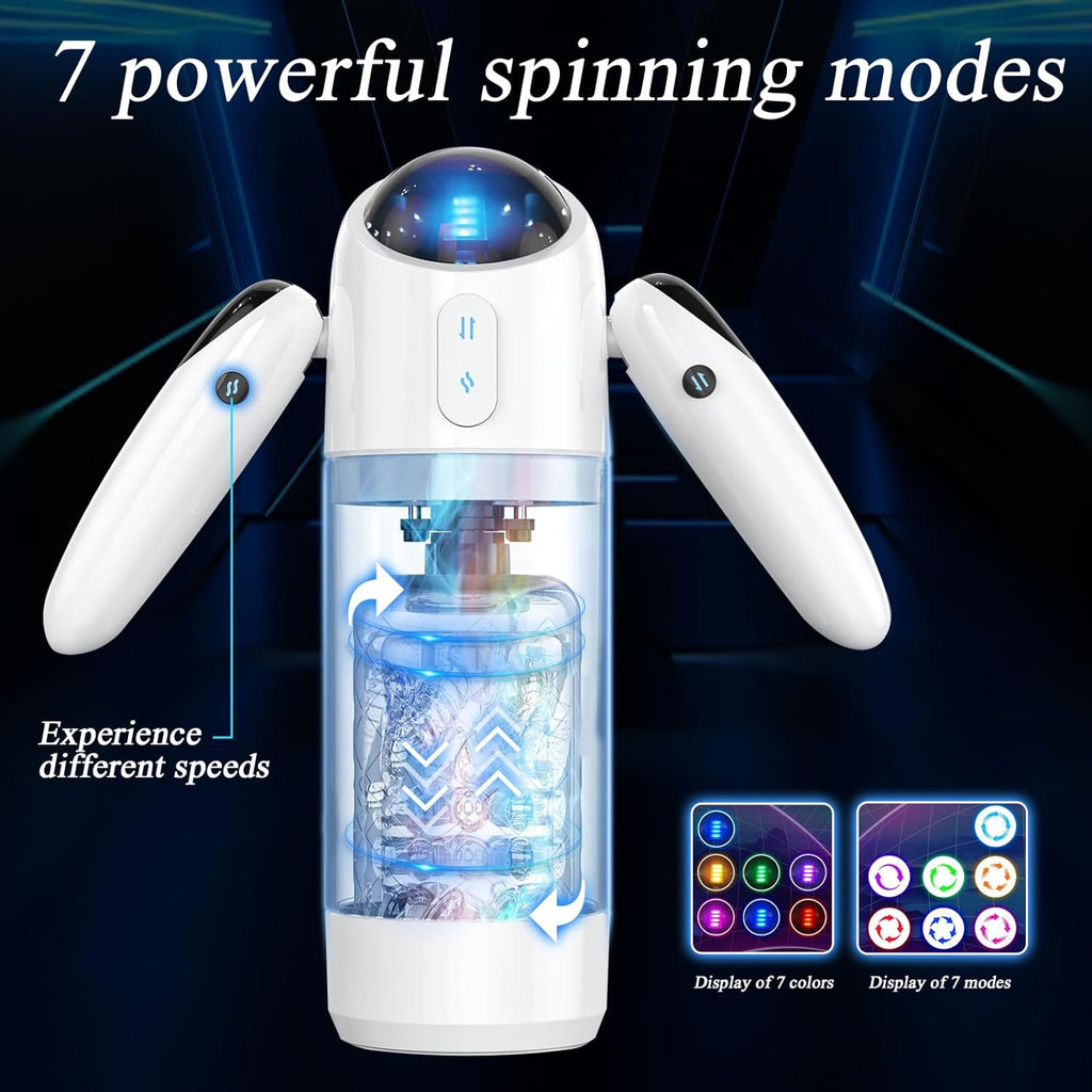 Elektrischer Masturbator Cup,Taschenmuschi Vibrationen mit 2 Griffe & 7 Teleskopmodi & Rotationsmodi,Masturbieren für Männer Elektrisch Masturbatoren 3D Vagina Pussy,Sex Spielzeug für die Männer