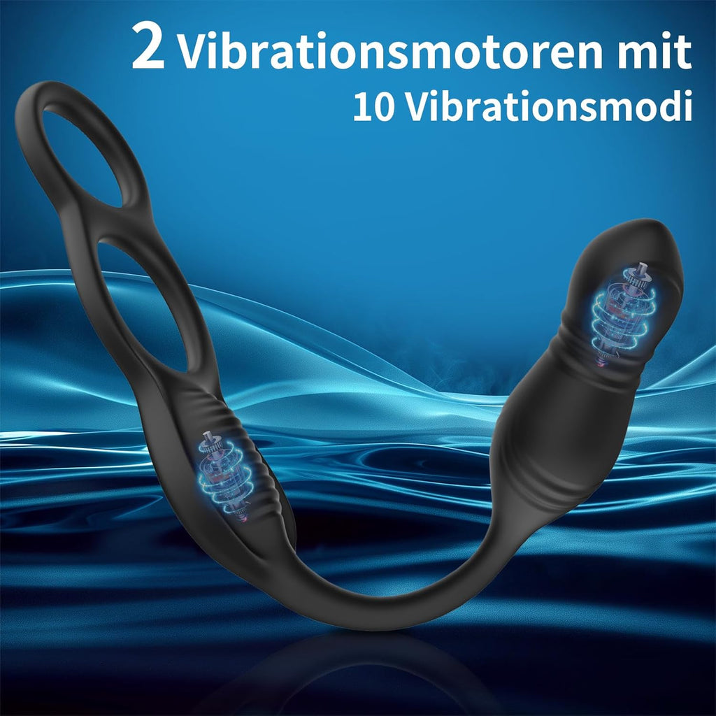 Analvibrator Prostata Stimulation Vibration Männer, Anal Plug Vibrator Mit Penisring, Anal Dildo Analvibratoren Mit Stoßfunktion, Herren Anal Toy Sex Spielzeug für Mann