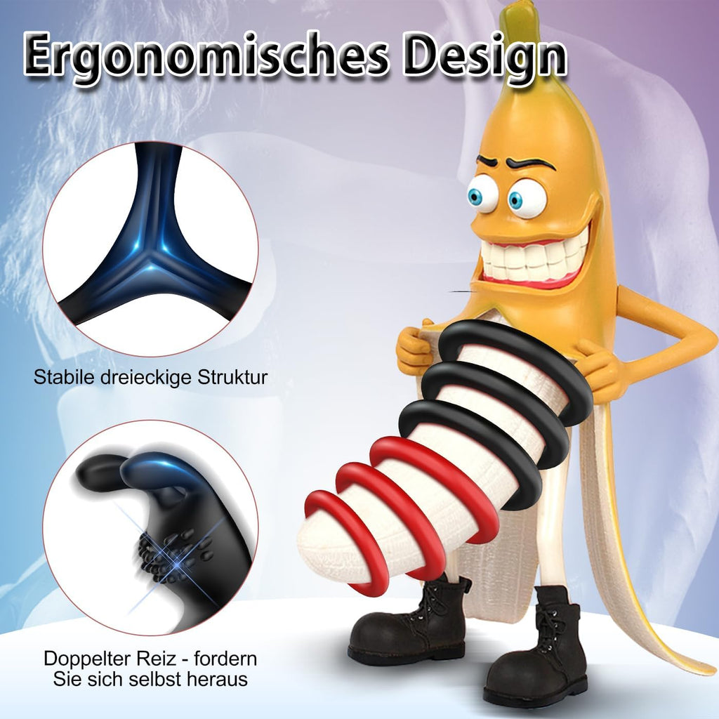 Dreieckiger Penisringe，Pleasure Ring Set 5 Cockringe Silikon Cockringe Hodenringe für Eine Härtere und Längere Erektion Erotisches Sexspielzeug für Paare Passend für Jede Größe Penis Ring Schwarz