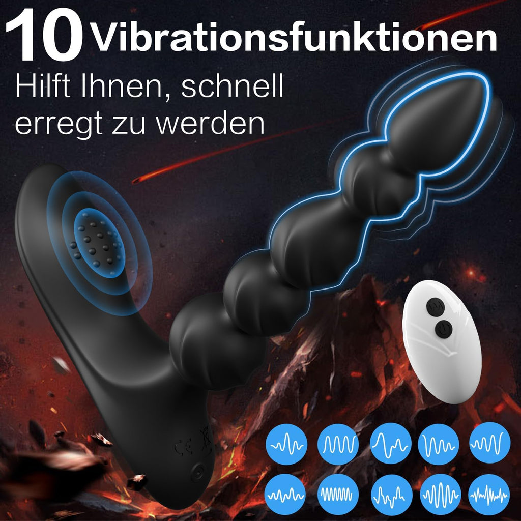 Analvibrator Analplug Vibratoren, Silikon Analkugeln mit 10 Vibrationmodi Buttplug Prostata Stimulator Sexspielzeug für Männer, Frauen, Paare