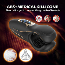 Laden Sie das Bild in den Galerie-Viewer, Zusammendrückbarer männlicher Masturbator-Penis-Vibrator-Trainer mit 10 Vibrationen 10 Beißmodi Silikon-Penismassagegerät Stroker, männlicher Vibrator verlängert die Ausdauer Sex Spielzeug