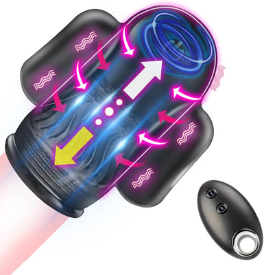 PINTLE Penis Vibrator Elektrischer Masturbator Cup mit 10 Vibrationsmodi, Fernbedienung und 360° Umwickeln Stimulation Eichelmassage Training Masturbation Masturbieren Sex Spielzeug für die Männer