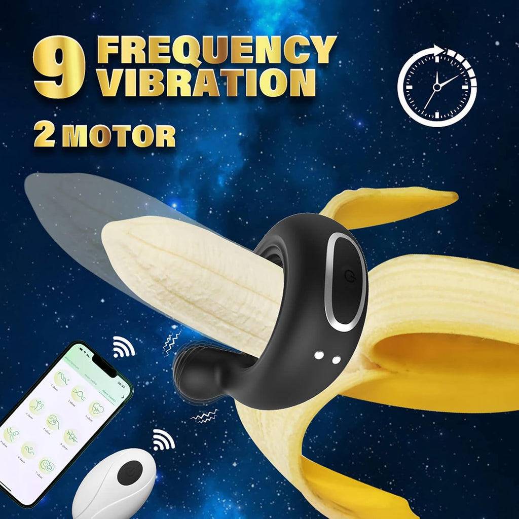 Vibrator mit APP-Steuerung Silikon Cockring für Penis/Hoden Stimulation, 3 IN 1 MULTIFUNKTIONALES DESIGN, 9 Vibrationsmodi, Wasserdichter Hodenringe Paarvibrator Sexspielzeug für Männer