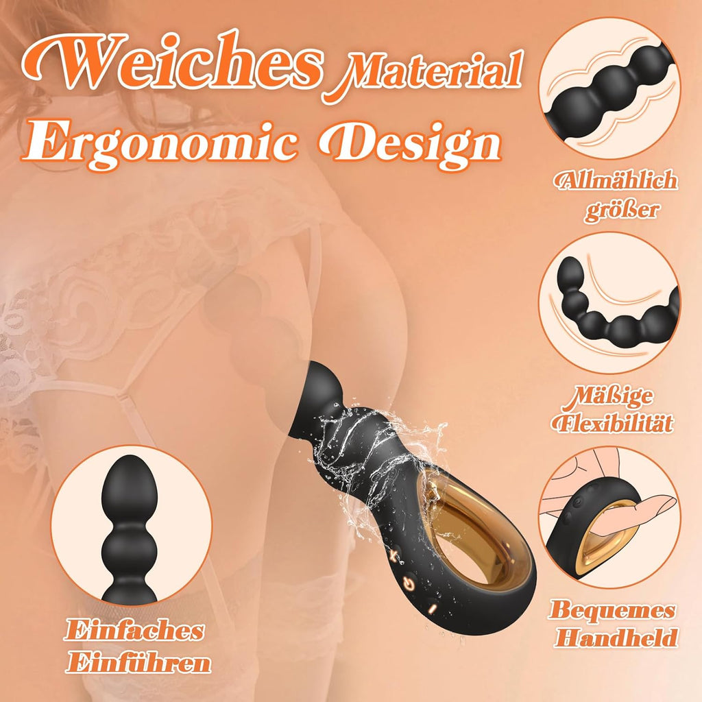 Analkugeln Analkette mit 6 Anal Beads, Sex Spielzeug anal Vibrator Prostata Stimulation Männer Analplug Sexspielzeug Buttplug Analplugs Analspielzeuge, Analvibratoren für Männer Anfänger Die Paare